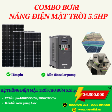 Hệ Thống Điện Mặt Trời Bơm Tưới 5.5Hp