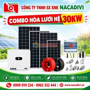 Hệ Thống Điện Mặt Trời Hòa Lưới 30kW (Tiết kiệm khoảng 12.000.000đ - 17.400.000đ/tháng)