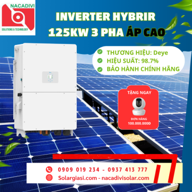 Inverter Hybrid Deye 125kW 3 Pha áp cao SUN-125K-SGO2HP3-EU-GM10