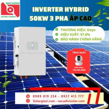 Inverter Hybrid Deye 50kW 3 Pha áp cao SUN-50K-SG01HP3-EU-BM4