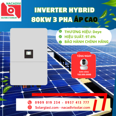 Inverter Hybrid Deye 80kW 3 Pha áp cao SUN-80K-SG02HP3-EU-EM6