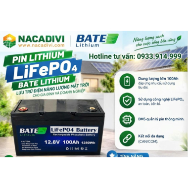 PIN LITHIUM LiFePO4 12.8V 100Ah – 1280Wh | BATE LITHIUM